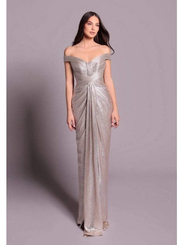 Draped Off-Shoulder Gown