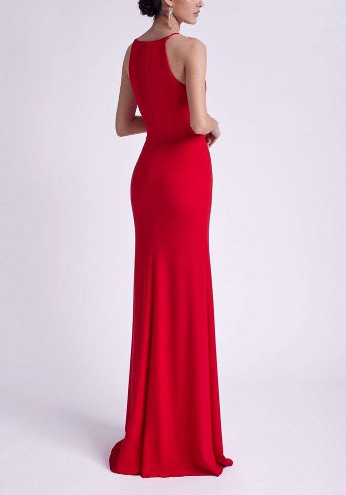 Aire Barcelona 7U231 Red Crepe Side-Slit Gown HK | DBR Weddings