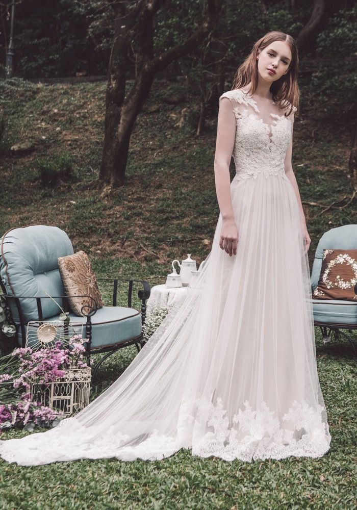 embroidered tulle wedding dress