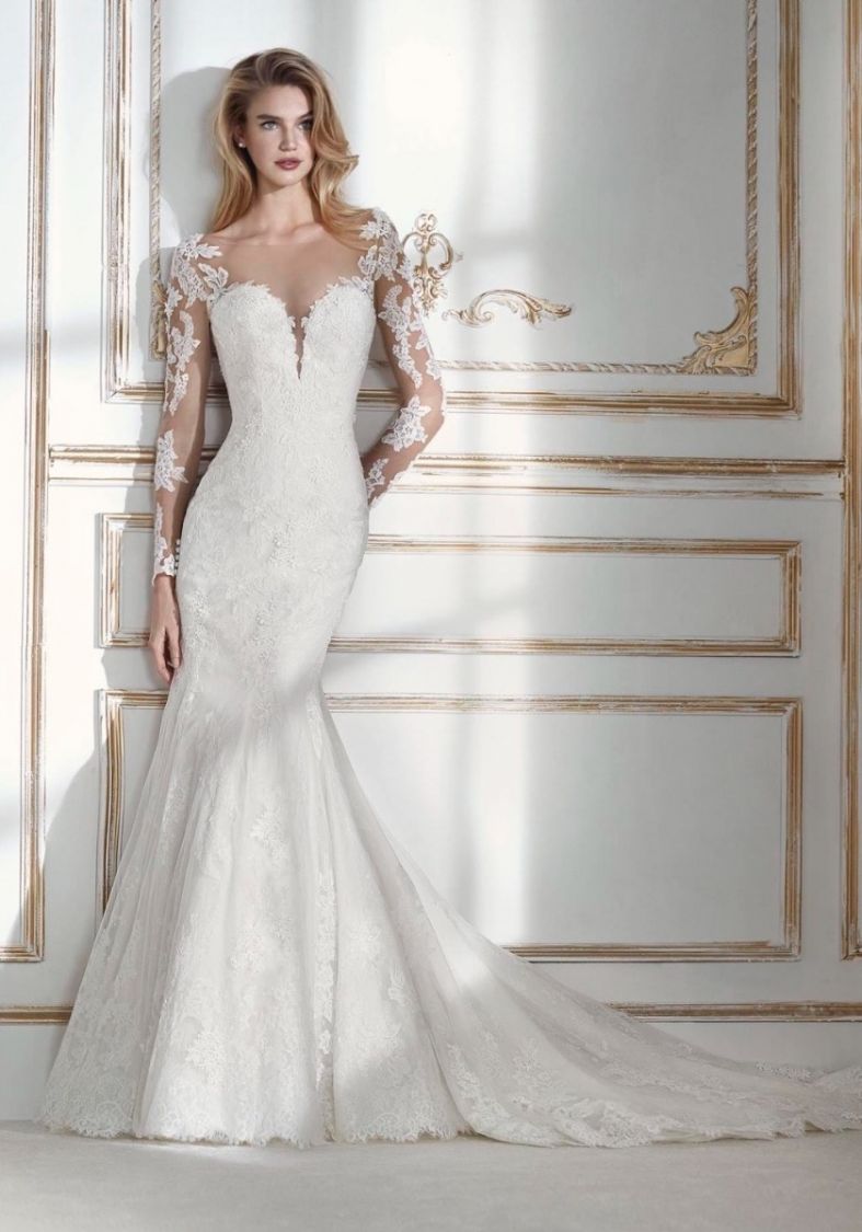 Long Sleeves Mermaid Lace Wedding Dress 