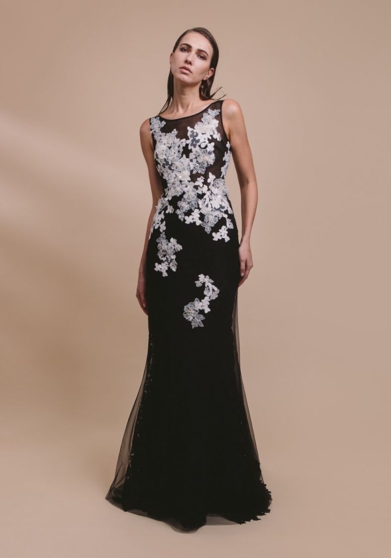 green emerald velvet dress Black and white flower dress – Asuso Couture
