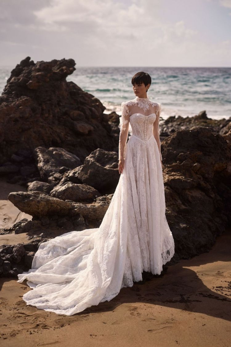 lace wedding dress short length Tea Length Lace Wedding Dress Luche Light ivory / US 12 main image 0