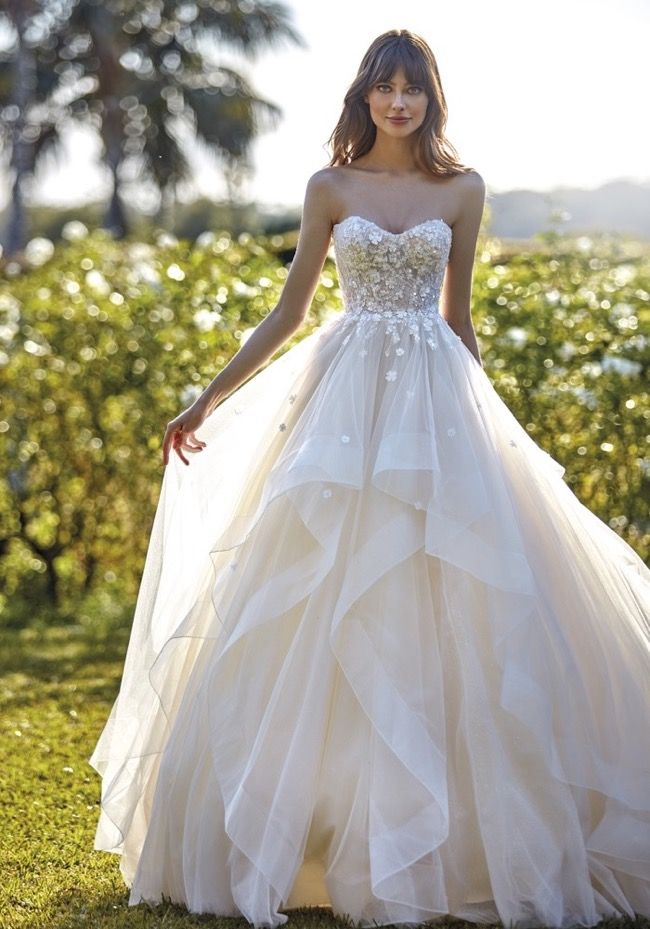 beaded ruffle wedding dress Beaded Bodice Bridal Gown with Tiered Skirt JB37575