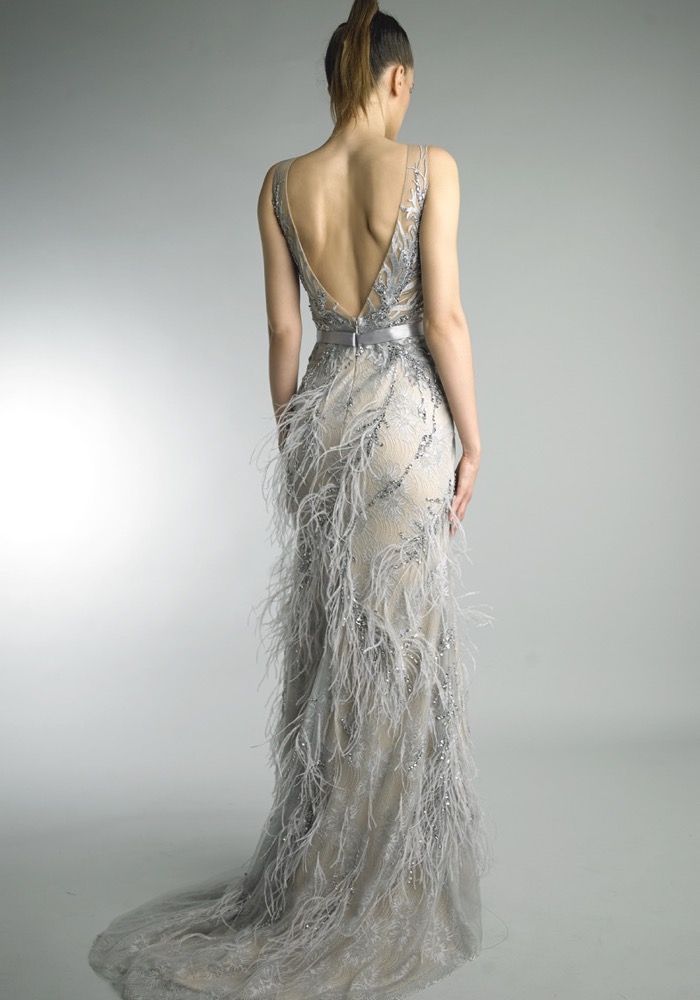 feather formal dress