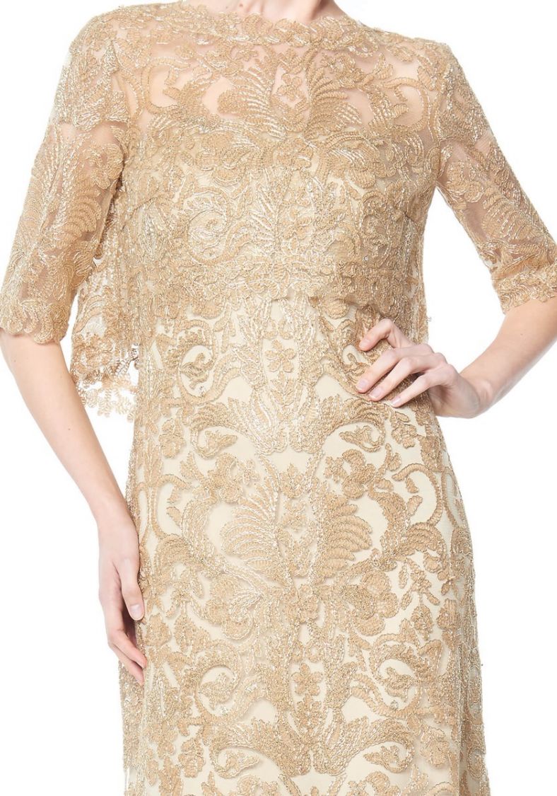 Occasions | Gold Lace Embroidered Evening Gown | HK | DBR Weddings