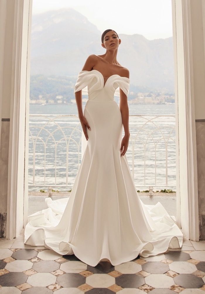 Geneva Corset Style Mini Wedding Dress with Pearls by Olya Mak Bridal (pre  order)