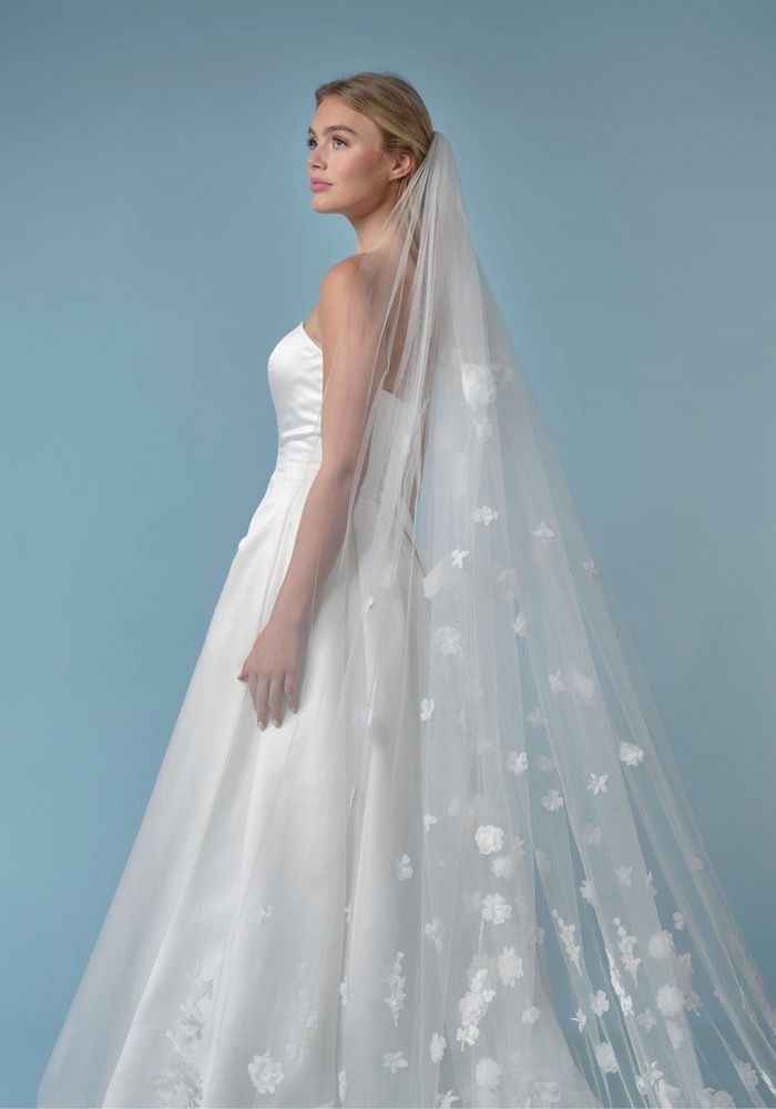 Poirier S422-350 Floral Long Wedding Veil HK | 香港新娘頭飾