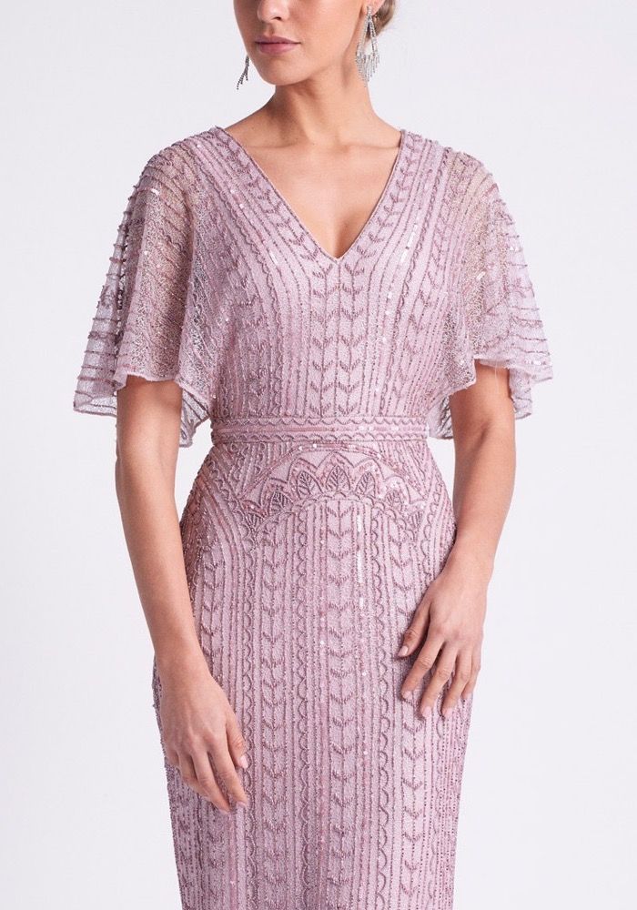 Rosa Clara 7T195 Embellished Short Sleeve Evening Gown HK