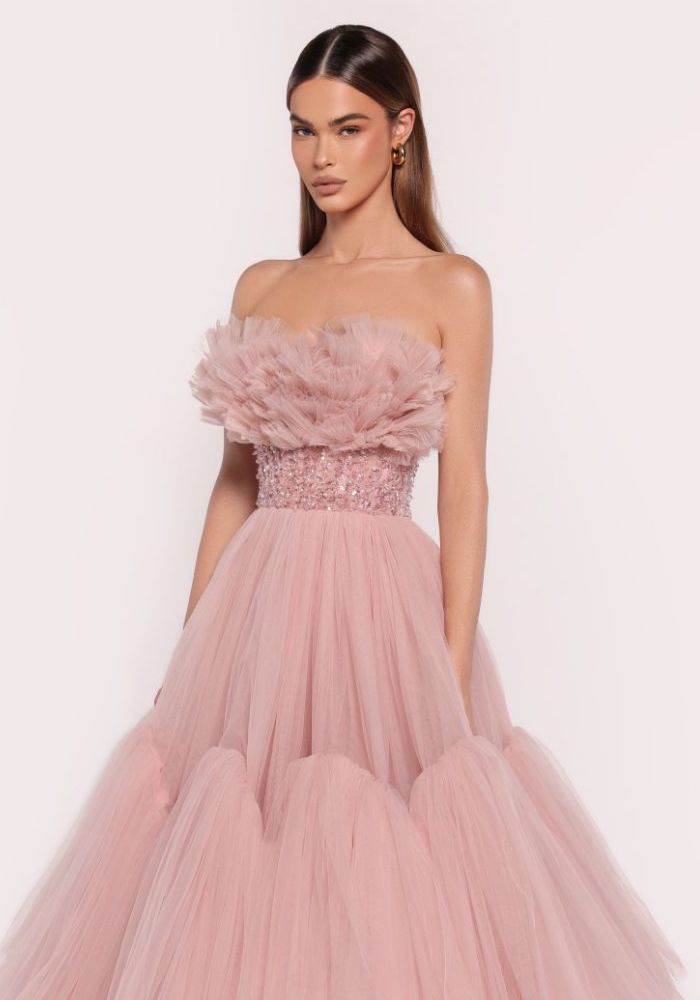 blush beige dress Floral Embellished Lace A-Line Cocktail Dress