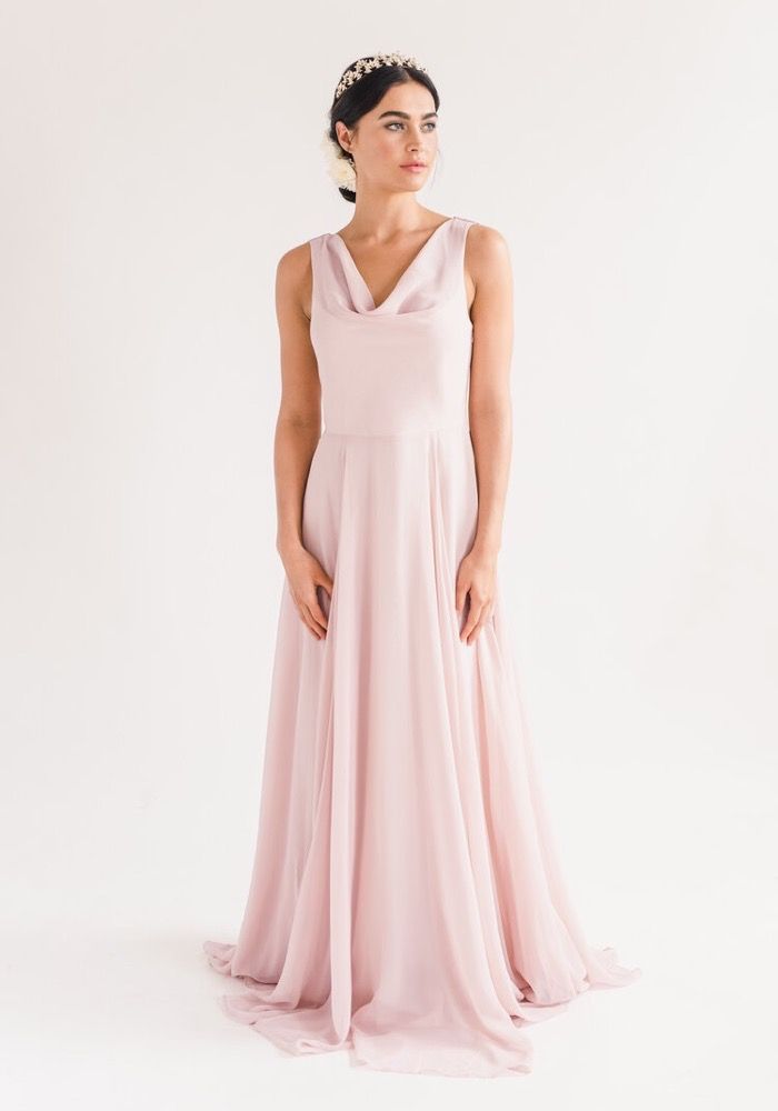 Bridesmaids | Athena Draped Pink Chiffon Gown HK | DBR Weddings Bridesmaids | Athena Draped Pink Chiffon Gown HK | DBR Weddings
