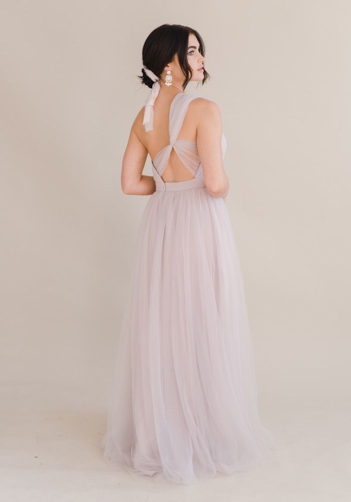 flowers to go with teal bridesmaid dresses A-Line V Neck Tulle Flower Pink Long Prom Dress, Pink Long Evening Dre –  shopluu