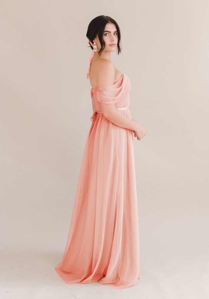 Peach Georgette Drape Dress – ADI