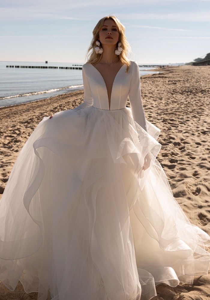 Tina Valerdi Belle Long Sleeve Ruffle Wedding Dress HK