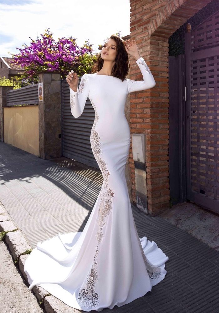 dress v neck long sleeve Duntery A Line V Neck Prom Dress Long Sleeves Floor Length Dress With Slit