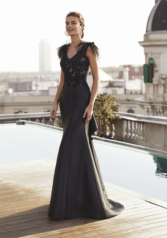 Marfil Barcelona | 5J1B8 Embroidered Black Evening Dress HK | DBR Weddings
