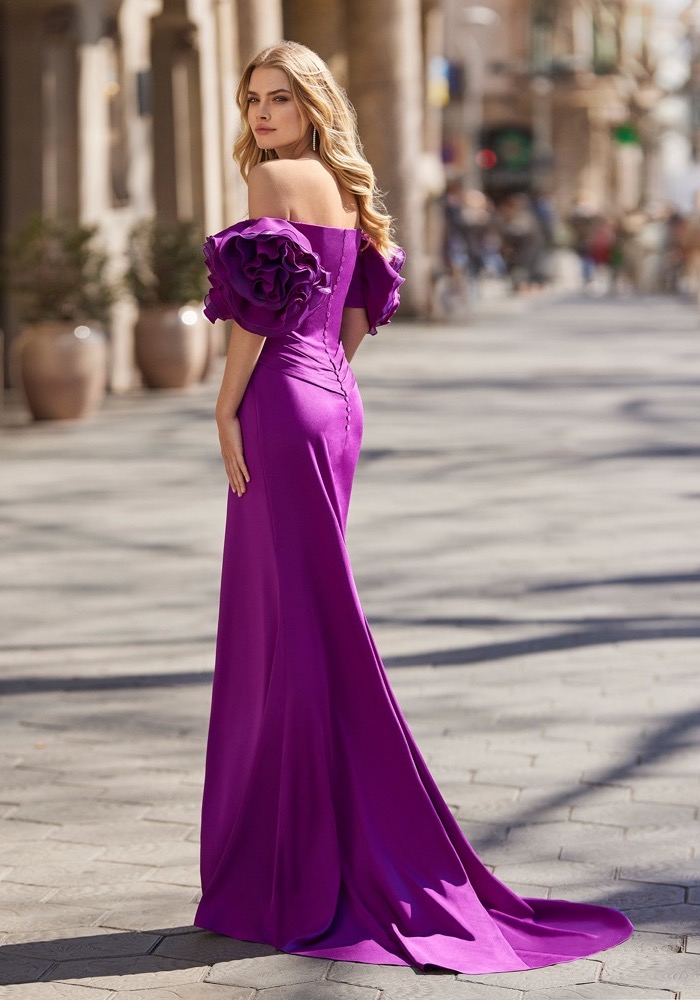 Marfil Barcelona 7J103 Draped Ruffle Evening Gown HK | DBR Weddings