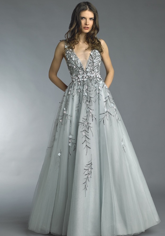 Occasions | Beaded Flowers Light Blue Evening Gown | HK | DBR Weddings