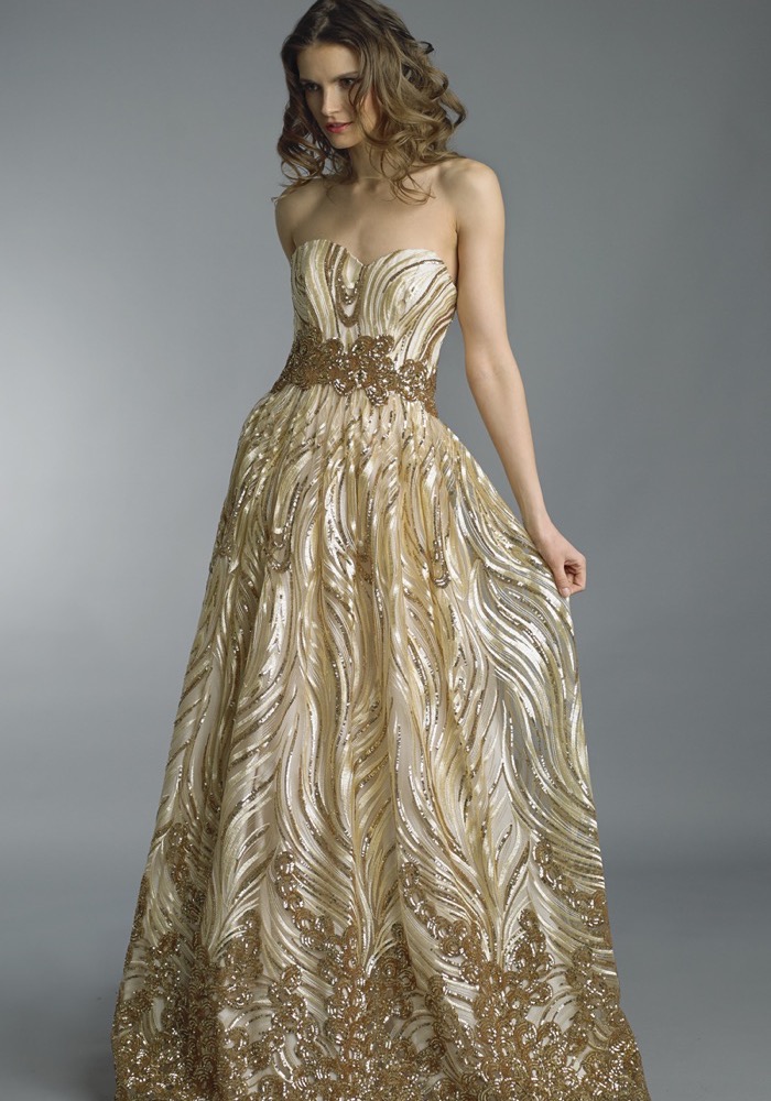 Occasions | Beaded Champagne Colour Evening Gown HK | DBR Weddings