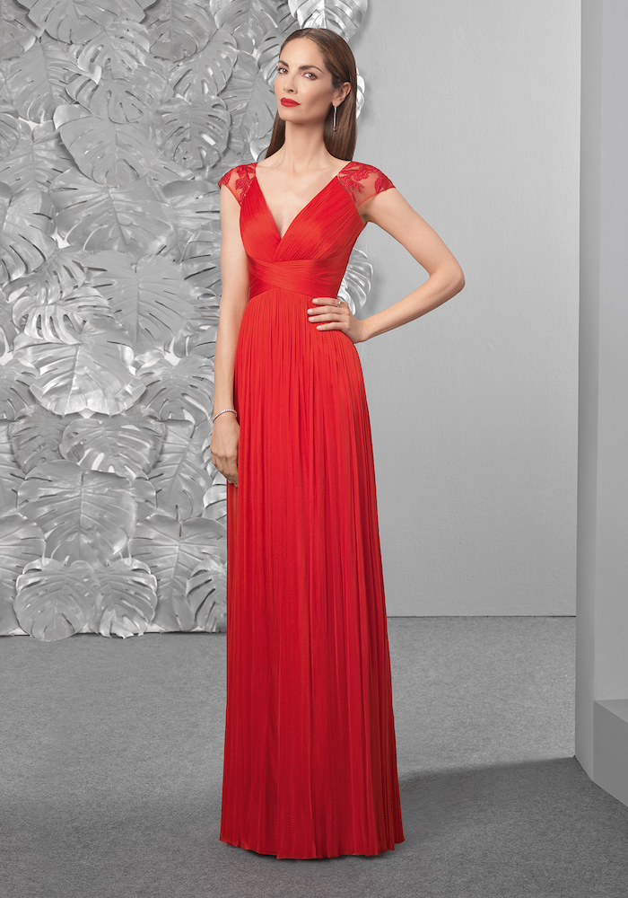Rosa Clara | 1T141 Pleated Effortless Red Tulle Gown | HK | DBR Weddings