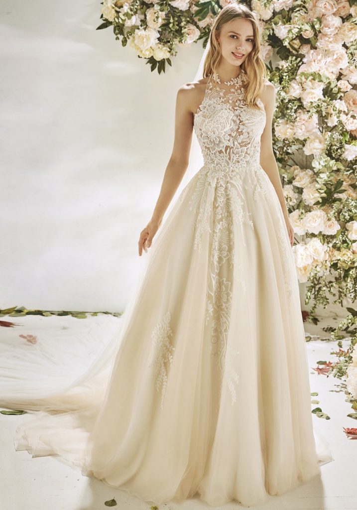 La Sposa | YARROW | Embroidered Halter Neckline Tulle Ball Gown | HK ...