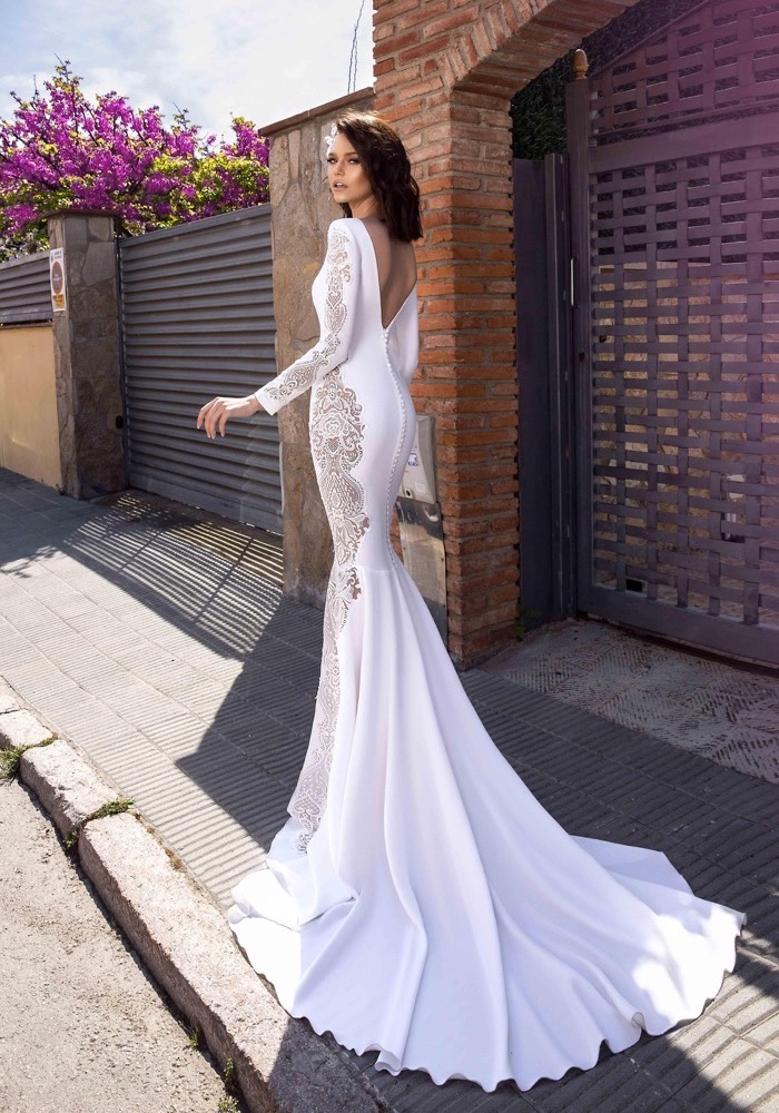 Tina Valerdi | Thea Long Sleeve Crepe Wedding Dress HK | DBR Weddings