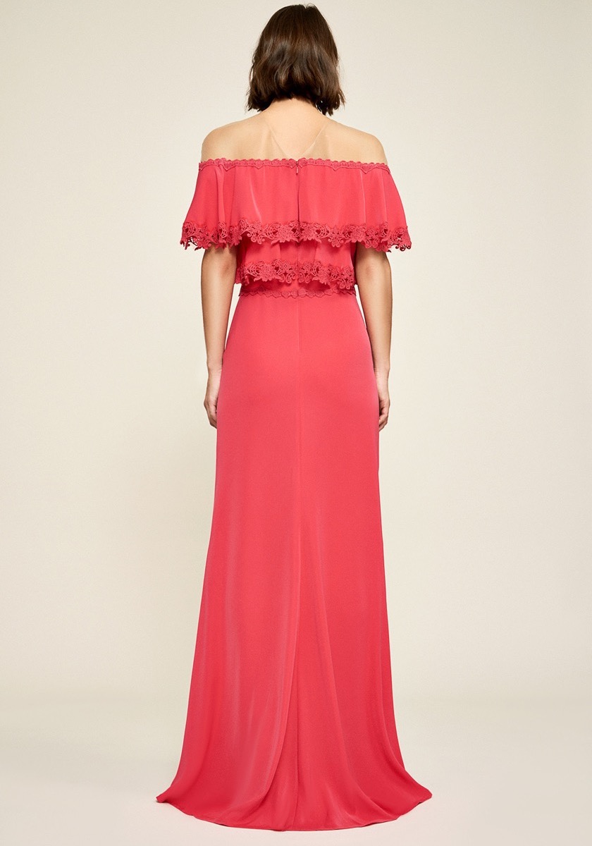 Wedding Guest | Crepe Evening Gown With Small Ruffles | HK | DBR Weddings